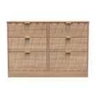 Ready Assembled Las Vegas 6 Drawer Midi Chest In Bardolino Oak