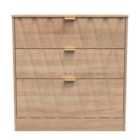 Ready Assembled Las Vegas 3 Drawer Deep Chest In Bardolino Oak