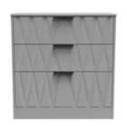 Ready Assembled Las Vegas 3 Drawer Deep Chest In Dusk Grey