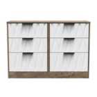 Ready Assembled Las Vegas 6 Drawer Midi Chest In White Matt & Vintage Oak