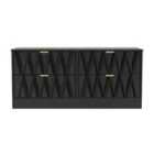 Ready Assembled Las Vegas 4 Drawer Bed Box In Deep Black & Black Matt