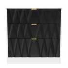 Ready Assembled Las Vegas 3 Drawer Deep Chest In Deep Black & White