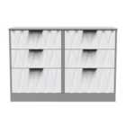Ready Assembled Las Vegas 6 Drawer Midi Chest In White Matt & Dusk Grey