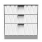 Ready Assembled Las Vegas 3 Drawer Deep Chest In White Matt & Dusk Grey