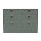 Ready Assembled Las Vegas 6 Drawer Midi Chest In Reed Green