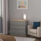 Ready Assembled Norfolk 3 Drawer Chest In Dusk Grey & Bardolino Oak