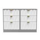 Ready Assembled Las Vegas 6 Drawer Midi Chest In White Matt & Dusk Grey