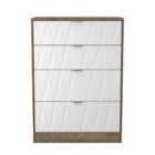Ready Assembled Las Vegas 4 Drawer Deep Chest In White Matt & Vintage Oak