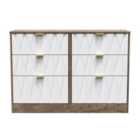 Ready Assembled Las Vegas 6 Drawer Midi Chest In White Matt & Vintage Oak