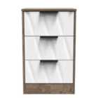 Ready Assembled Las Vegas 3 Drawer Bedside Cabinet In White Matt & Vintage Oak