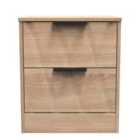 Ready Assembled Las Vegas 2 Drawer Bedside Cabinet In Bardolino Oak