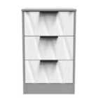 Ready Assembled Las Vegas 3 Drawer Bedside Cabinet In White Matt & Dusk Grey
