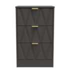 Ready Assembled Las Vegas 3 Drawer Bedside Cabinet In Graphite