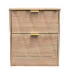 Ready Assembled Las Vegas 2 Drawer Bedside Cabinet In Bardolino Oak