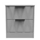 Ready Assembled Las Vegas 2 Drawer Bedside Cabinet In Dusk Grey