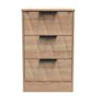 Ready Assembled Las Vegas 3 Drawer Bedside Cabinet In Bardolino Oak