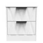 Ready Assembled Las Vegas 2 Drawer Bedside Cabinet In White Matt
