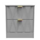Ready Assembled Las Vegas 2 Drawer Bedside Cabinet In Dusk Grey