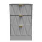 Ready Assembled Las Vegas 3 Drawer Bedside Cabinet In Dusk Grey
