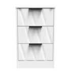 Ready Assembled Las Vegas 3 Drawer Bedside Cabinet In White Matt