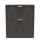 Ready Assembled Las Vegas 2 Drawer Bedside Cabinet In Graphite