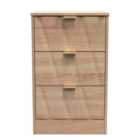 Ready Assembled Las Vegas 3 Drawer Bedside Cabinet In Bardolino Oak