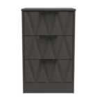 Ready Assembled Las Vegas 3 Drawer Bedside Cabinet In Graphite