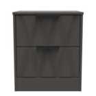 Ready Assembled Las Vegas 2 Drawer Bedside Cabinet In Graphite