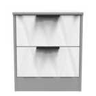 Ready Assembled Las Vegas 2 Drawer Bedside Cabinet In White Matt & Dusk Grey