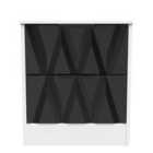 Ready Assembled Las Vegas 2 Drawer Bedside Cabinet In Deep Black & White