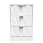 Ready Assembled Las Vegas 3 Drawer Bedside Cabinet In White Matt