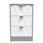 Ready Assembled Las Vegas 3 Drawer Bedside Cabinet In White Matt & Dusk Grey