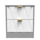 Ready Assembled Las Vegas 2 Drawer Bedside Cabinet In White Matt & Dusk Grey