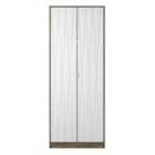 Ready Assembled Las Vegas Tall Plain Wardrobe In White Matt & Vintage Oak