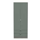 Ready Assembled Nashville Tall 2 Drawer Wardrobe In Reed Green
