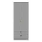 Ready Assembled Nashville Tall 2 Drawer Wardrobe In Dusk Grey