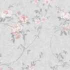 Darcy James Bettany Floral Pink & Grey Wallpaper 10m x 53cm