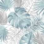 Muriva Tropical Leaves Blue Wallpaper 10m x 53cm
