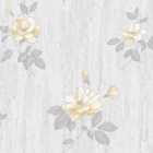 Darcy James Oleana Floral Ochre & Grey Wallpaper 10m x 53cm