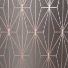 Muriva Kayla Charcoal & Rose Gold Wallpaper 10m x 53cm