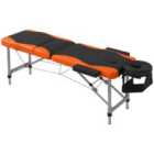 HOMCOM Folding Faux Leather Massage Table With Headrest, Orange