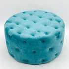 MSL 80X80cm Blue Buttoned Round Footstool