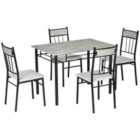 HOMCOM 5pc Dining Room Sets, Kitchen Table And Chairs Set 4 w/ Marble Top
