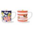 Portico Designs Ltd Set Of 2 Joules Bright Side Stackable Mugs