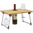 HOMCOM Foldable Wine Table, Bamboo Picnic Table