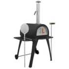 Dellonda Large Outdoor Wood-Fired Pizza Oven & Smoker w/ Side Shelves & Stand - DG103