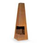 Dellonda Corner Access Pyramid Chiminea W45cm x H150cm - Corten Steel - DG106