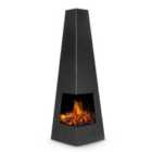 Dellonda Corner Access Pyramid Chiminea, Wood Burner, Heater for Outdoors/Gardens/Patio, W45cm x H150cm - Black Steel - DG105
