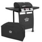 Dellonda 2 Burner Gas BBQ Grill w/ Piezo Ignition, Built-In Thermometer & Cover, Black/Stainless Steel - DG227