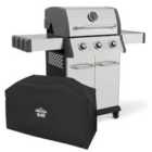 Dellonda 3 Burner Deluxe Gas BBQ Grill w/ Piezo Ignition, Water Resistant Cover, Stainless Steel - DG230